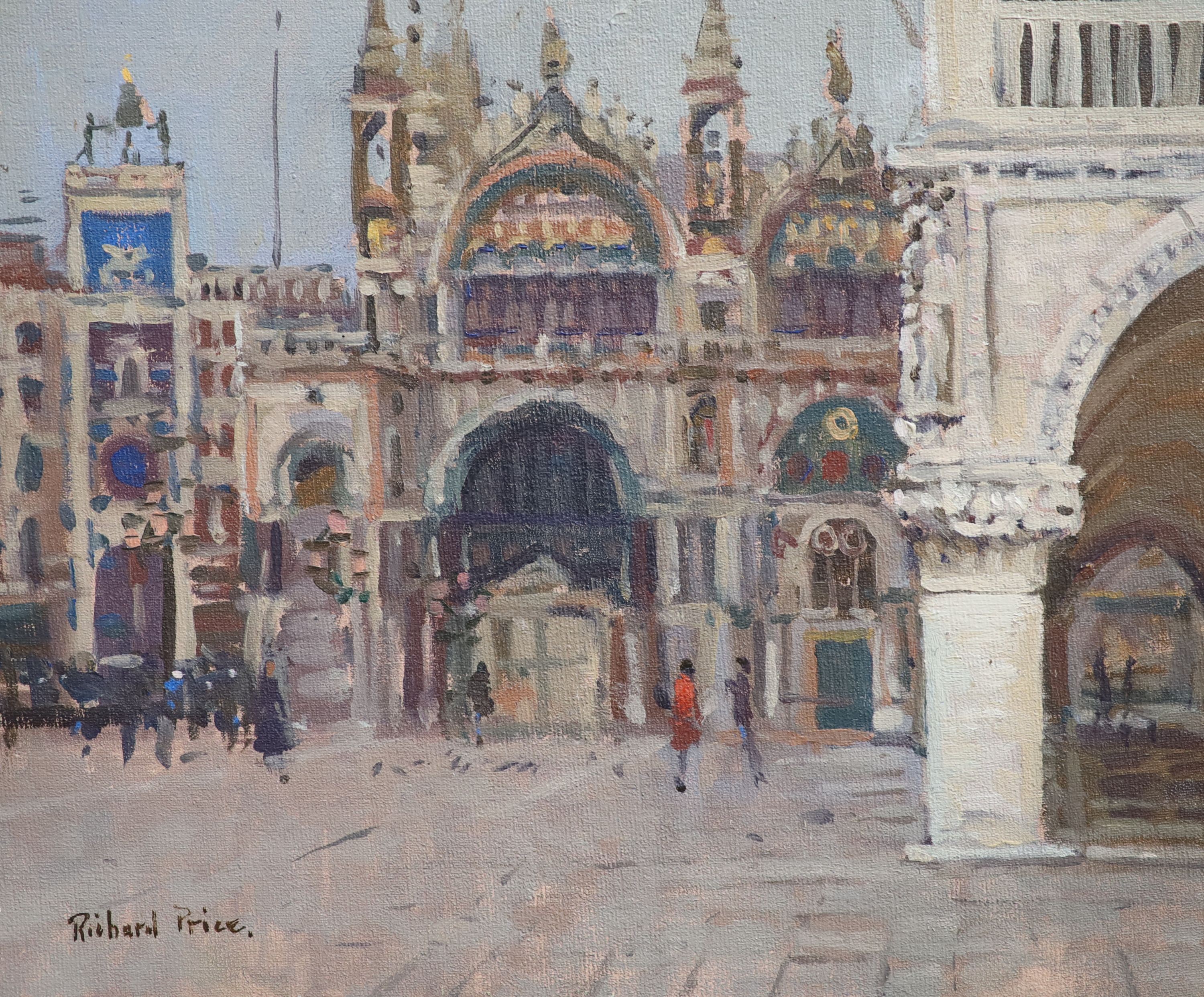 Richard Price ROI (1962-), Piazzetta San Marco - Clock tower and Piazzetta, oil on board, 25 x 30cm. Unframed.